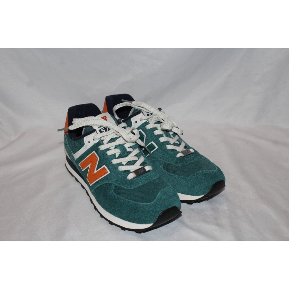NEW BALANCE MEN'S 574 CLASSICS ATHLETIC SNEAKERS GREEN ORANGE NIB SZ 9 - Picture 3 of 6